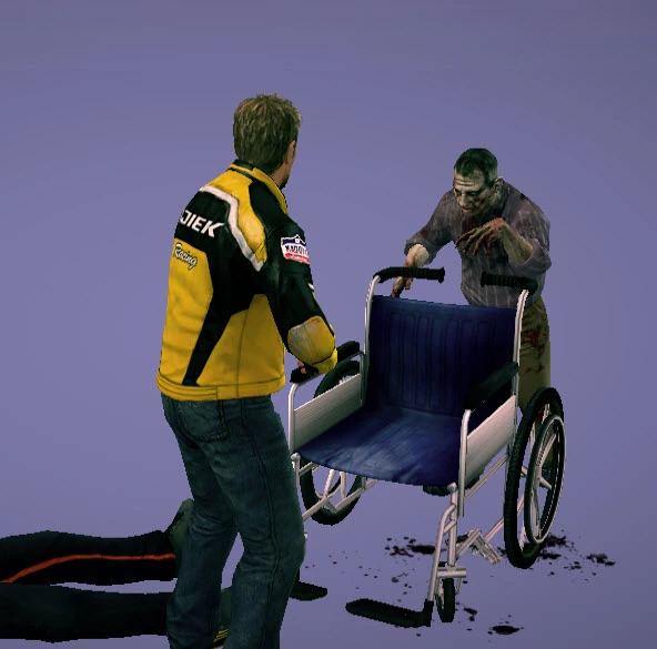 Image Dead rising wheelchair pushed by zombie unhooked when hit chuck