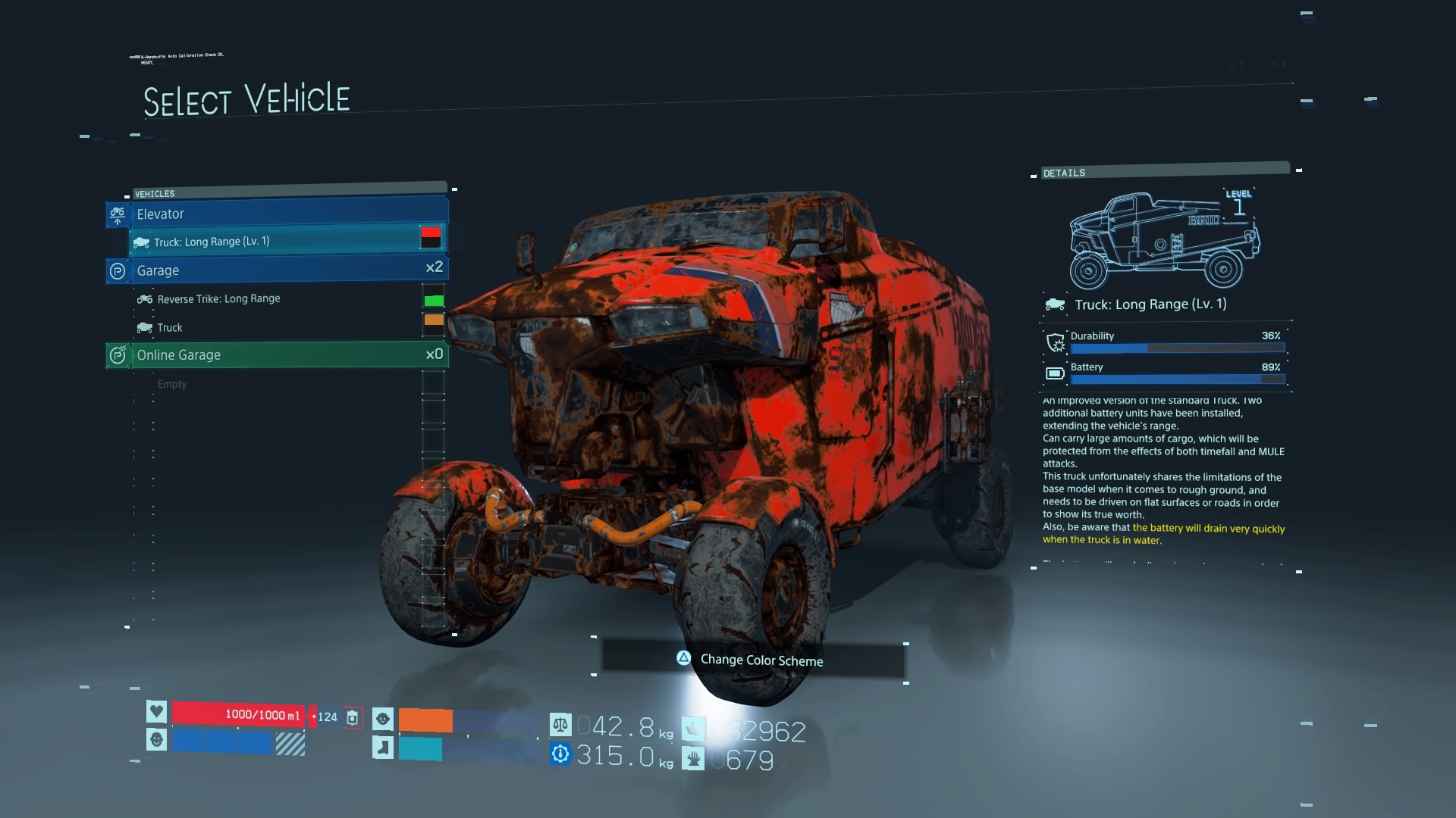 Death Stranding Change Vehicle Color