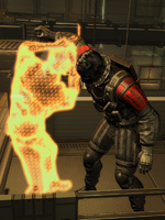 Adam uncloaks during a takedown