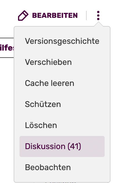 Bearbeiten-Dropdown ausgeklappt