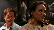 LaGuerta and Dexter on Travis' crime scene