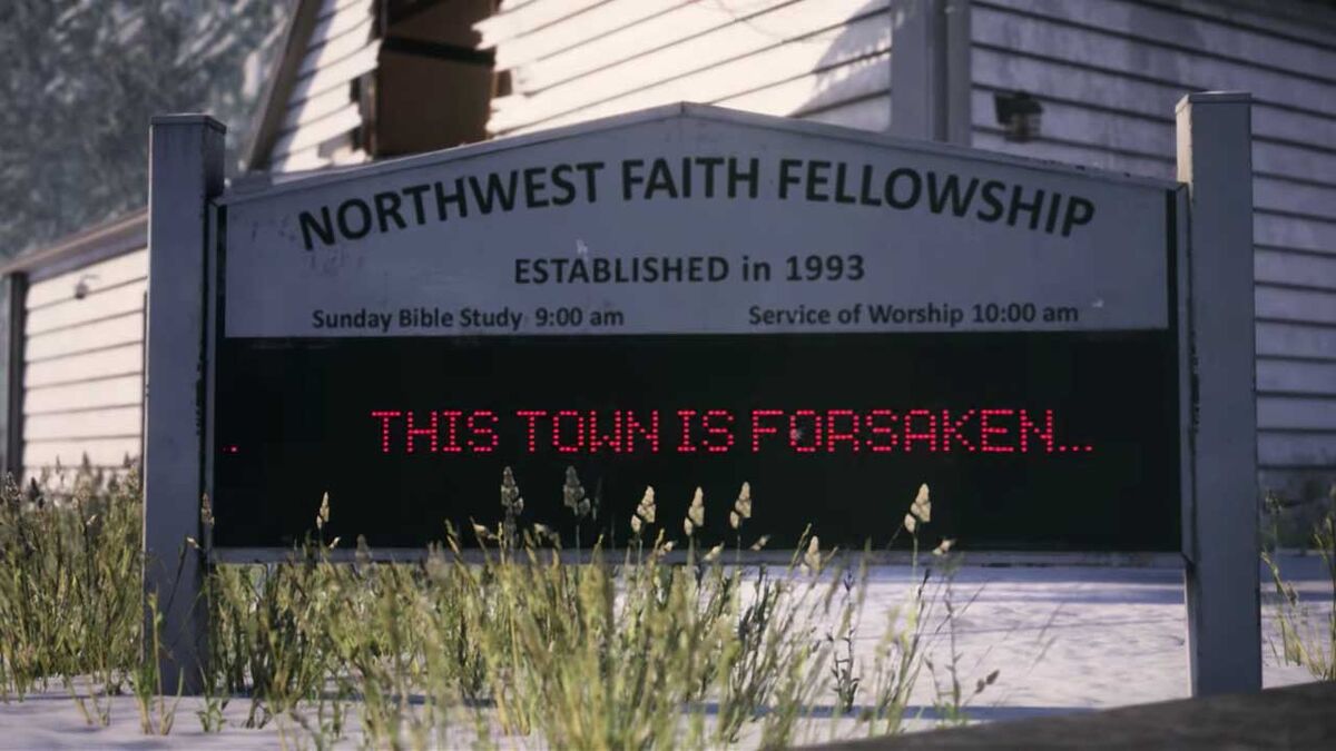 Earthfall town church sign level design