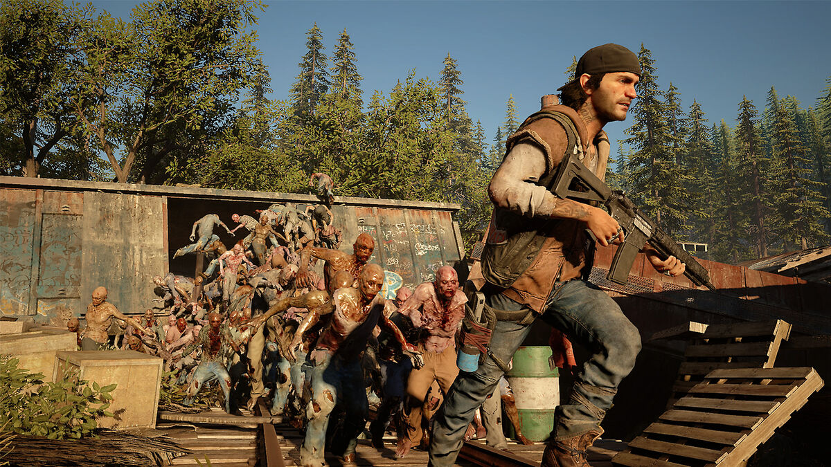 Sam Witwer and some zombies in Days Gone
