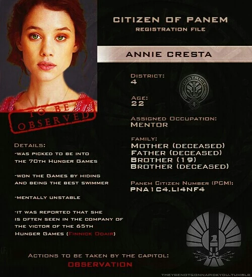 Bild Annie.jpg Die Tribute von Panem Wiki FANDOM powered by Wikia