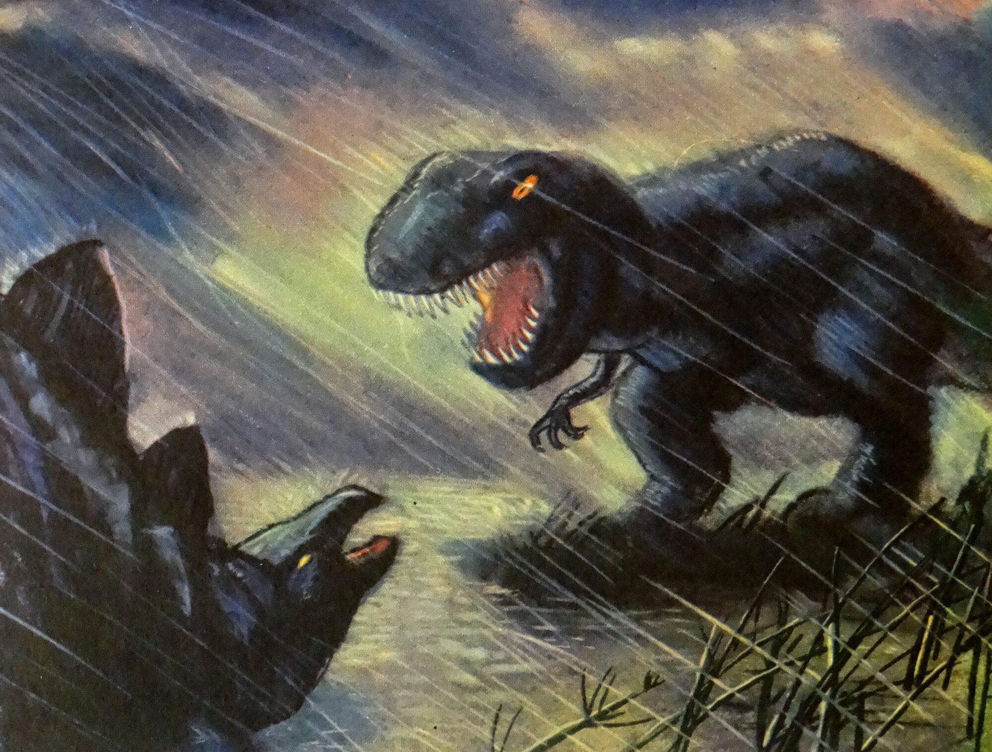 Image - Fantasia rite of spring concept art T-Rex vs Stegosaurus.jpg
