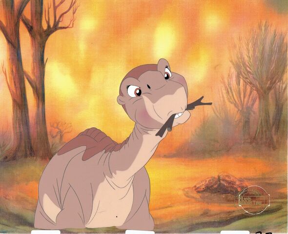 File:The Land Before Time Production Animation Cel Cell Little Foot! Laser BG Bluth.jpg