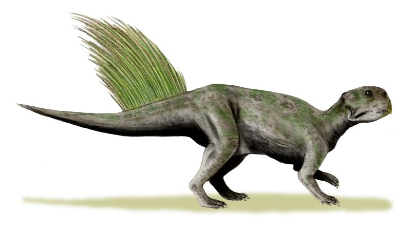 dinosaur with beak and crest