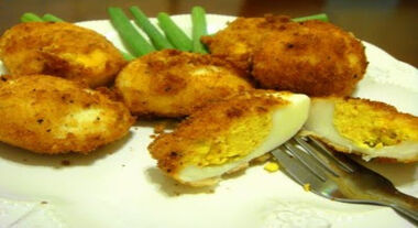Fried deviled eggs