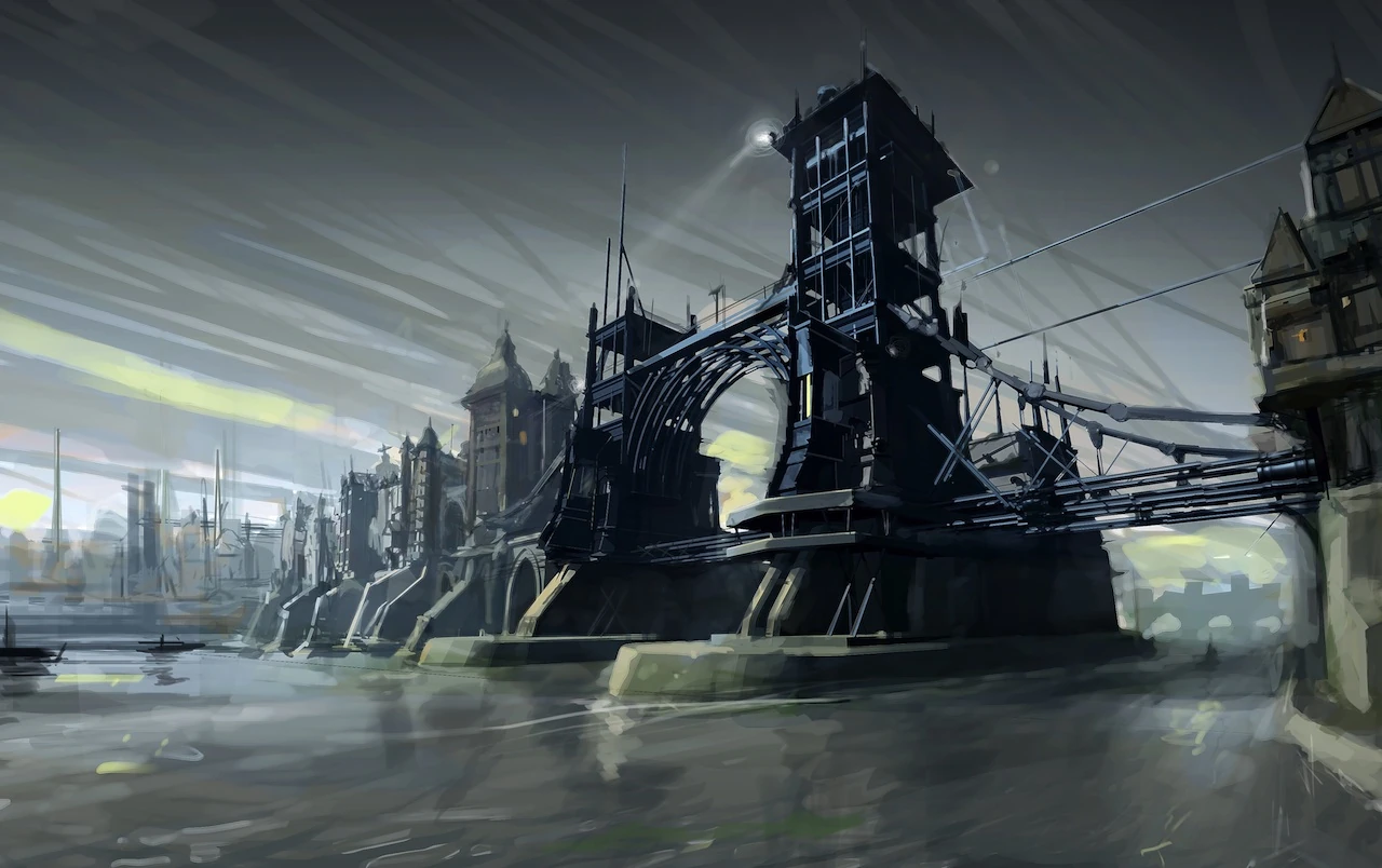 Imagen Dunwall bridge concept art by Viktor Antonov.jpg Wiki