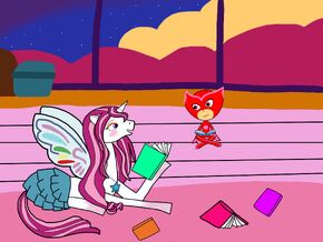 Cleo and Owlette reading books together