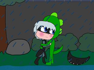 Hugging in the rain