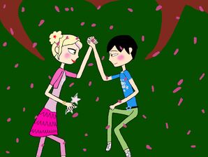 Cassie and Miles hold hands