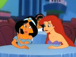 Jasmine talking to Ariel