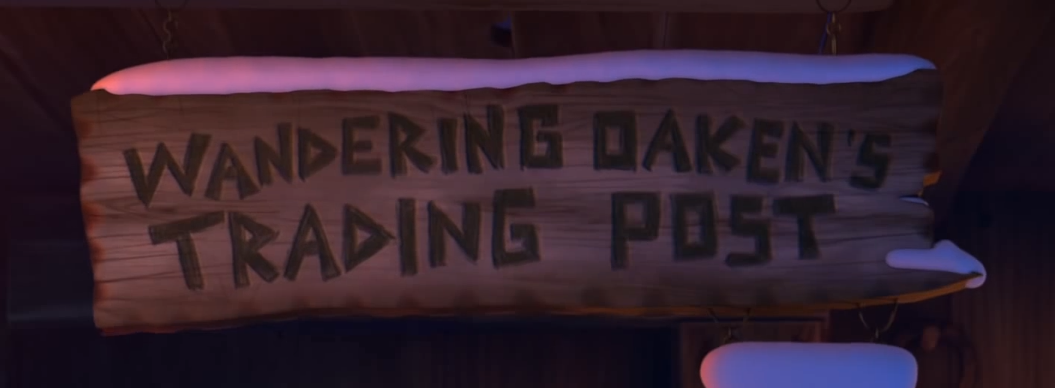 wandering oaken's trading post sign