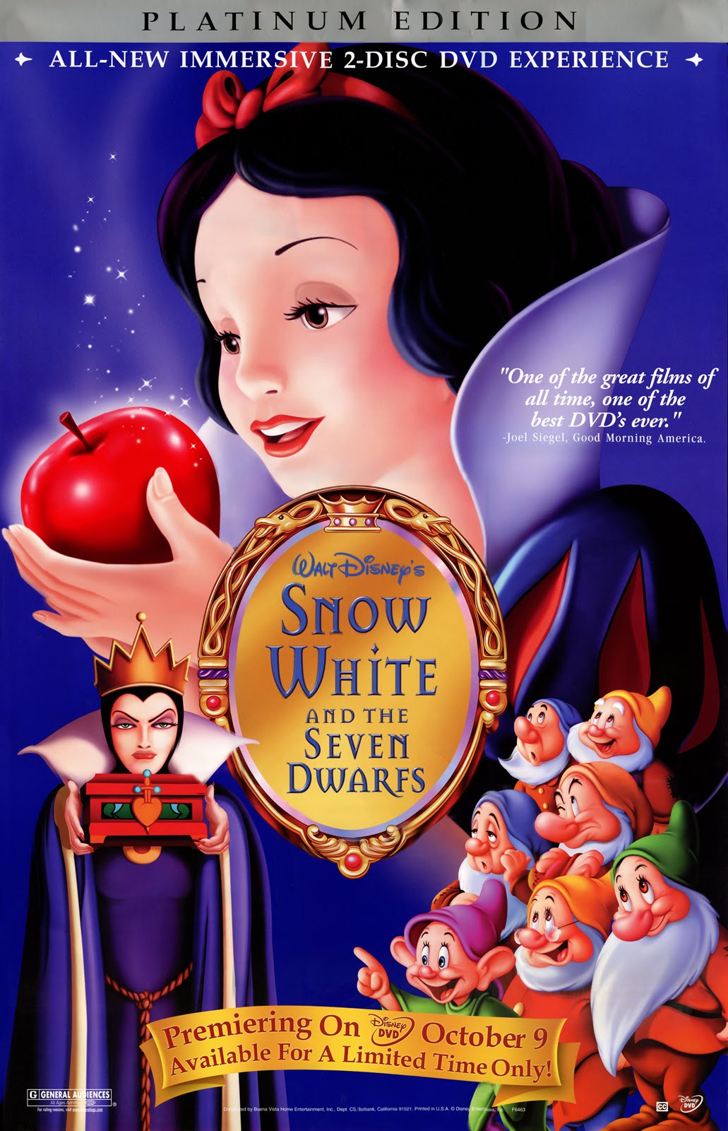 Imagen Snow White The Seven Dwarves 1937 2001 Dvd Poster Disney