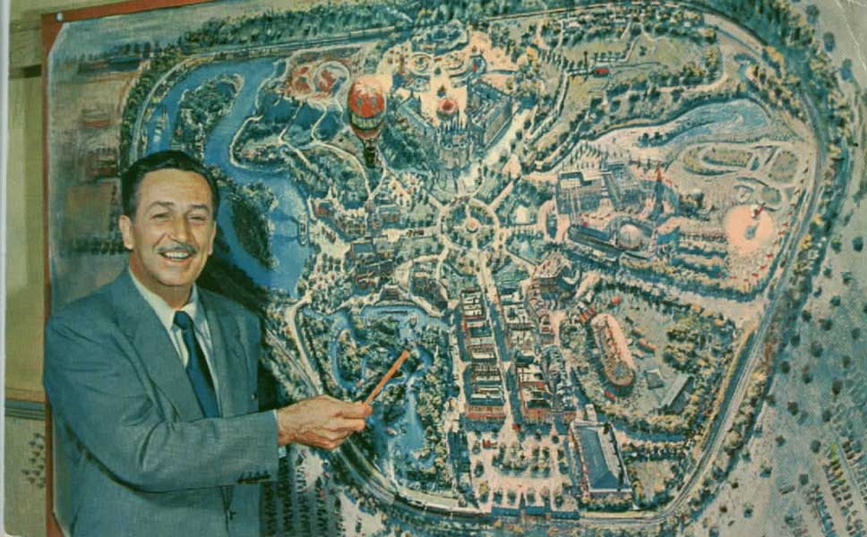 Image result for walt disney and map of disneyland