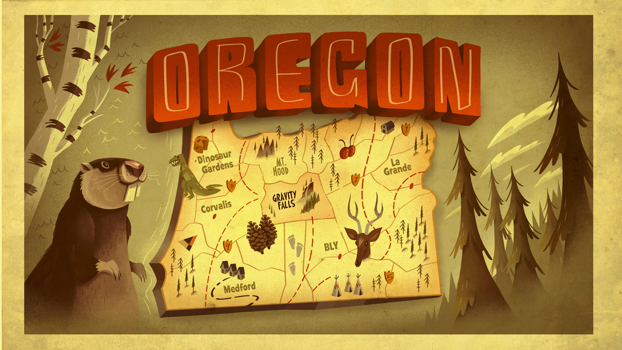 Imagen S1e1 gravity falls oregon map.jpg Disney Wiki FANDOM