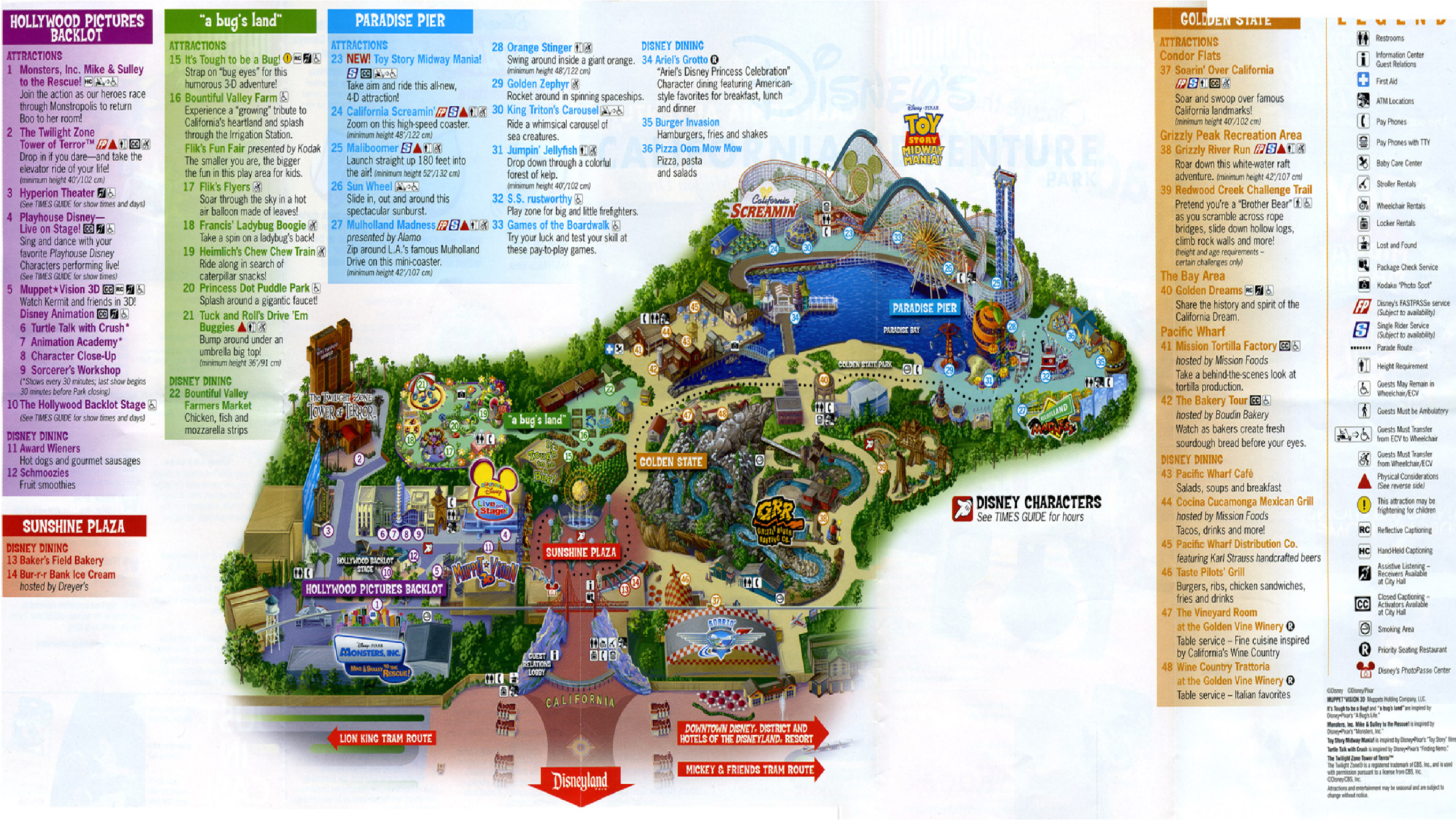 Detailed Map: Disneyland Park And Disney California ...