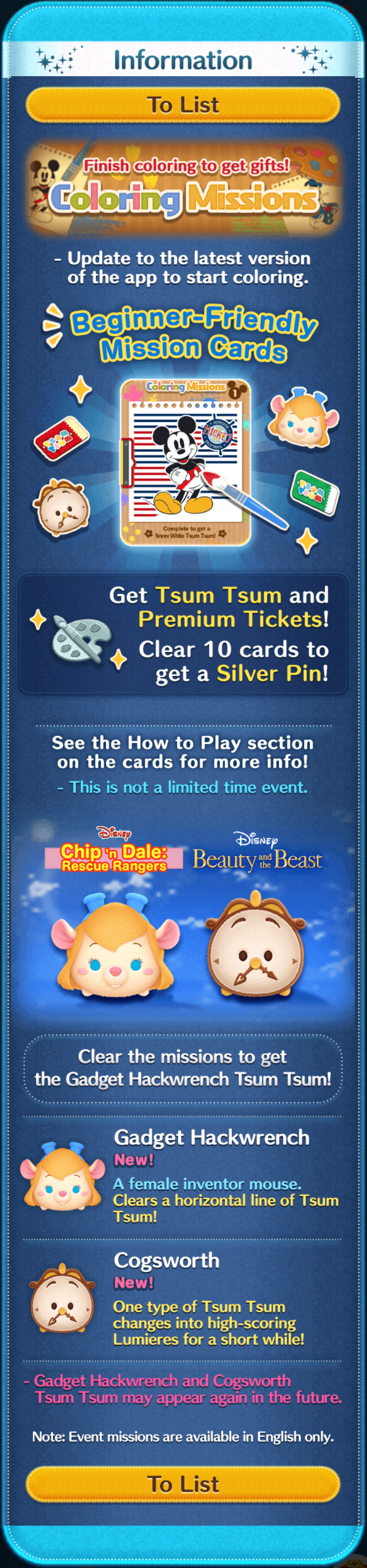 International Events Coloring Missions Disney Tsum Tsum