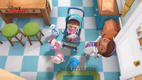 Doc and toys singing to suki