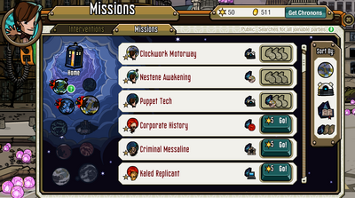 TARDIS menu-Missions
