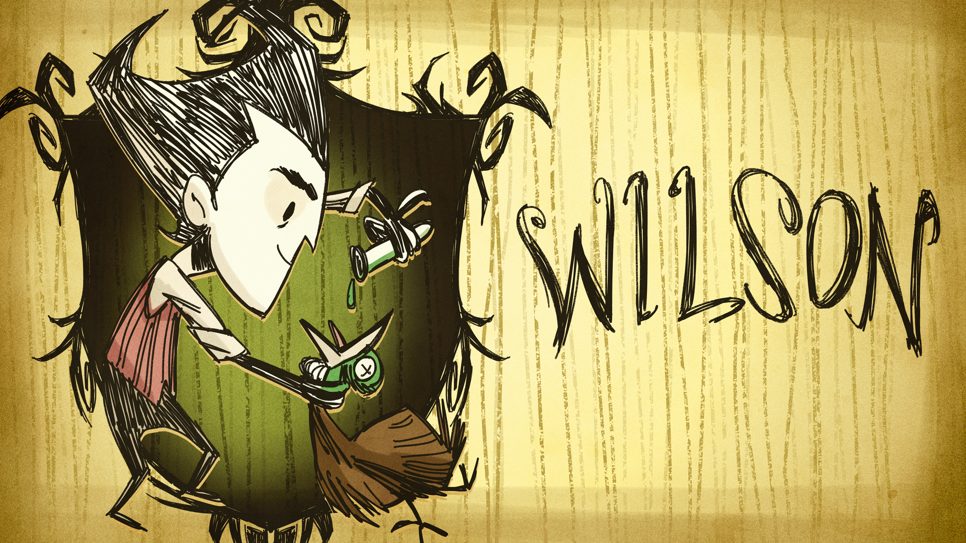 Dont first. Неголодайка Уилсон. Don't Starve Вилсон. Уилсон из don't Starve. Don't Starve together фон.