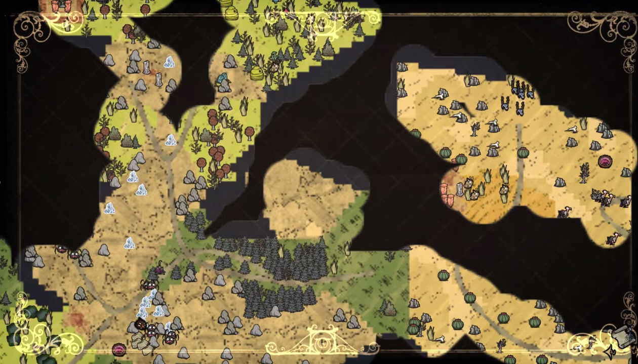 Dons maps. Don't Starve костеглаз на карте. Карта don't Starve together. Костеглаз на карте. Кодекс умбра в don't Starve.