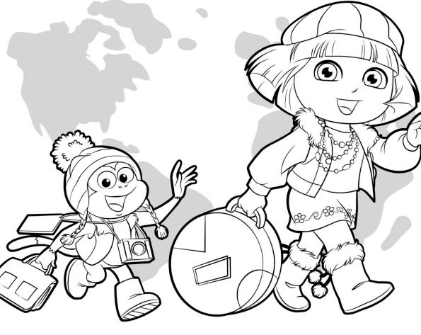 Image Dora Boots Travelling Coloring Page Jpg File Pages