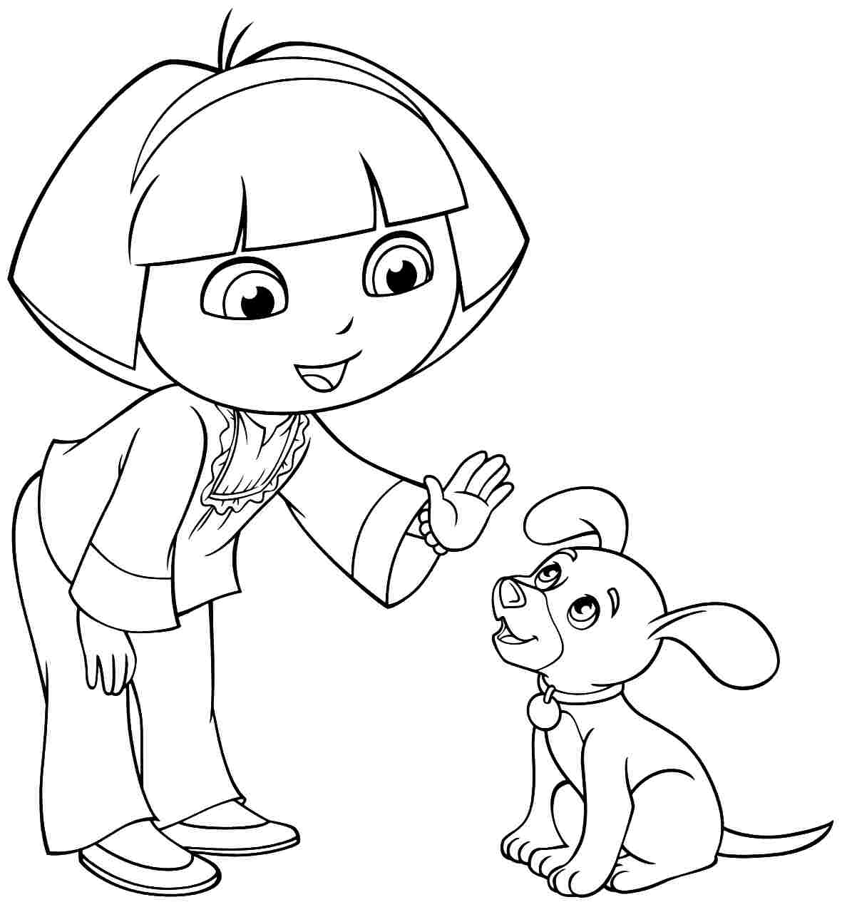 Cartoon dora the explorer and friends coloring pages for kids 56