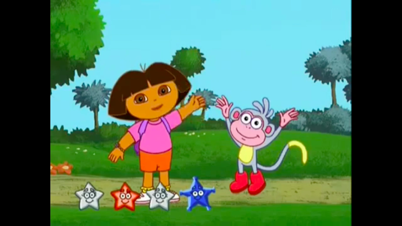 Image Dora, Boots, and the explorers star they had caught.png Dora
