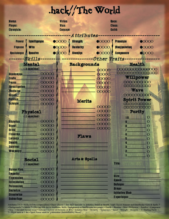 image hack the world r3 world of darkness character sheet 4 world of darkness character sheet