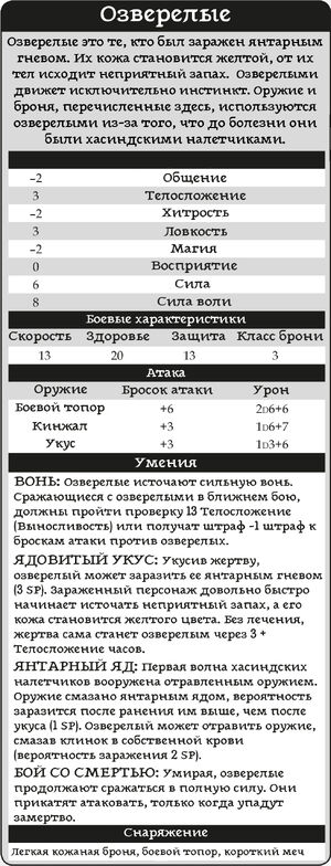 Озверелые таблица