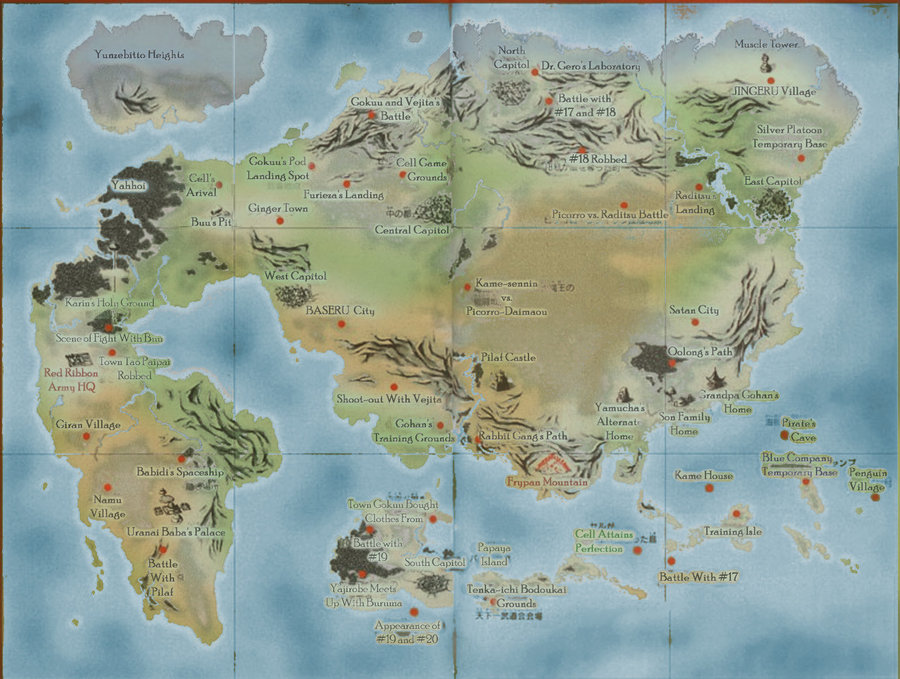 Dragon Ball Z World Map Earth | Dragon Ball Wiki | Fandom