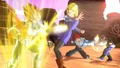 Super Saiyan Vegeta and Future Warrior battle Androids 17 and 18
