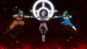 Zamasu fusione contro Vegeta e Goku