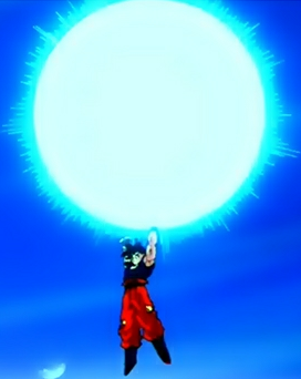 Genkidama - Goku (Ultra Genkidama) | Genkidama, Goku : Si tratta di una sfera enorme, paragonabile per le dimensioni alla grande genkidama ma rispetto a quest'ultima, possiede una potenza molto superiore.