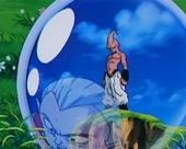 Kid buu standing in crystal ball