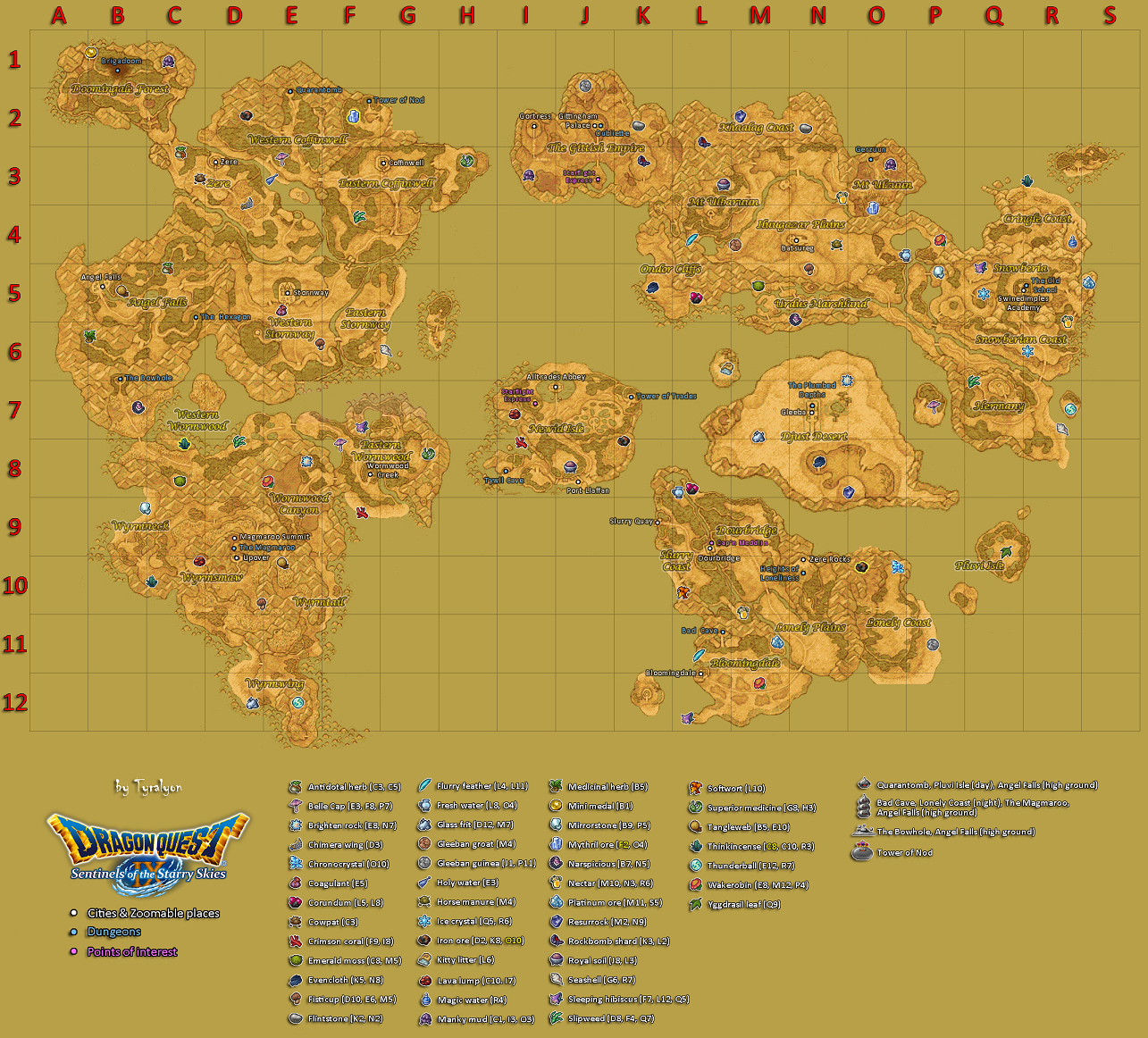 Dragon Quest 11 World Map Locations Map of material locations in Dragon Quest IX | Dragon Quest Wiki 