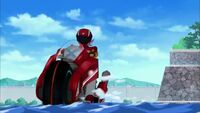 Basara's Motorbike gliding on water
