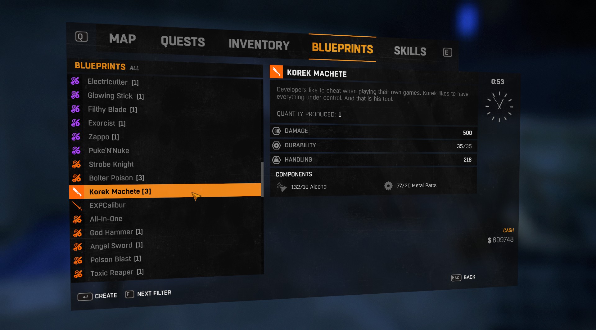korek machete rng dying light 2