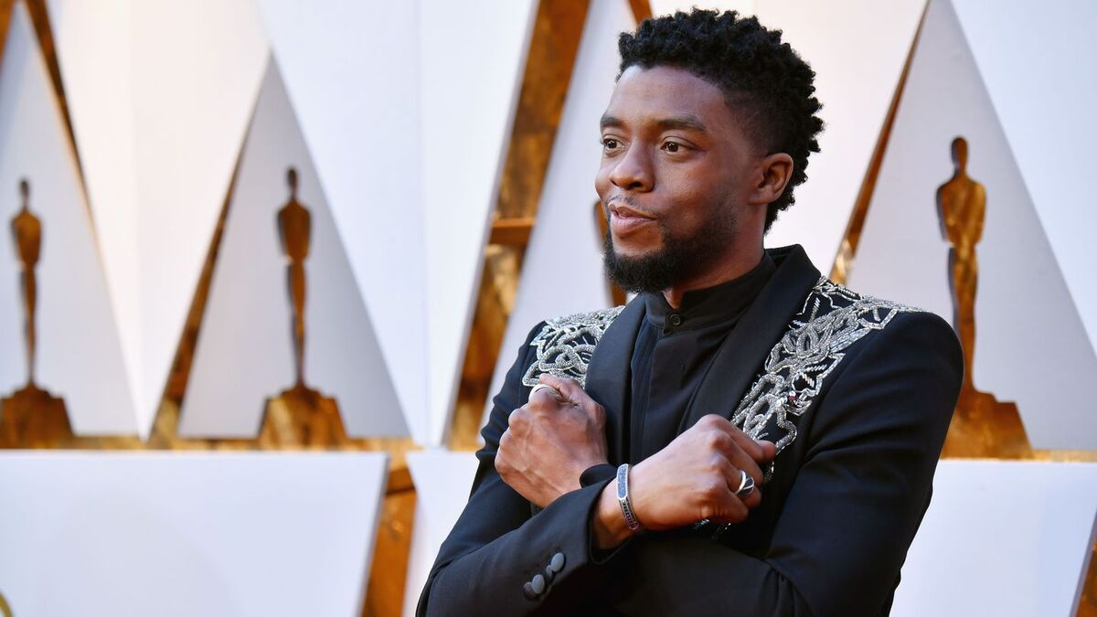 Chadwick Boseman gives the Wakanda salute