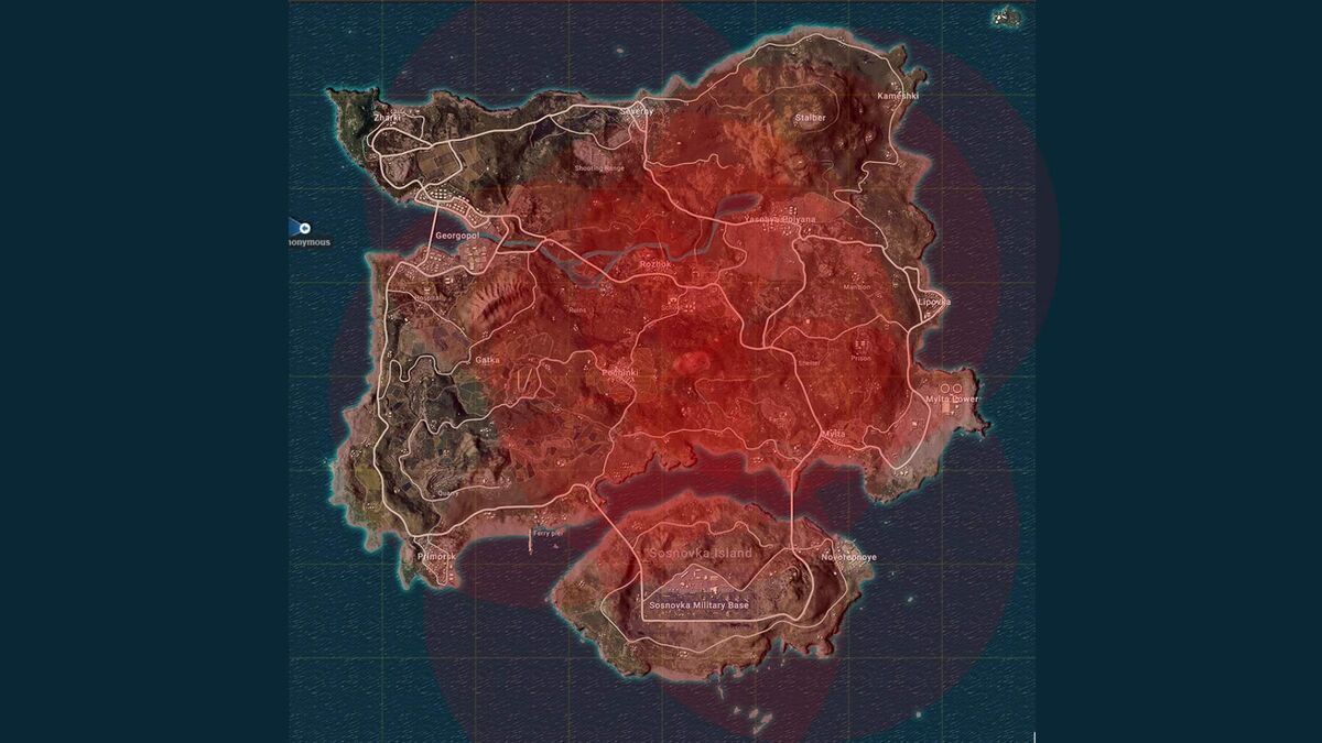 PUBG circles heatmap Erangel map