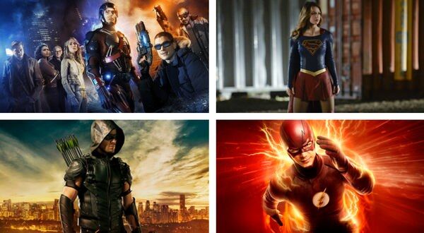 posters for DC TV Universe Legends of Tomorrow, Supergirl, Arrow, The Flash