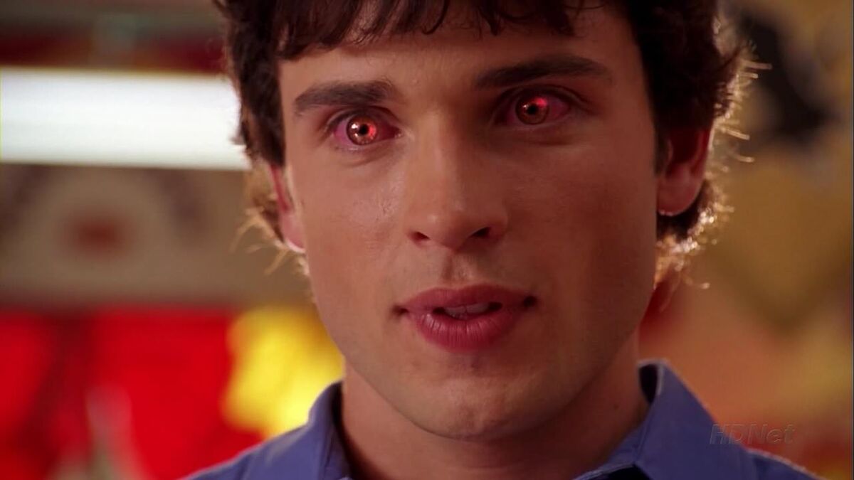 clark kent smallville with glowing red eyes