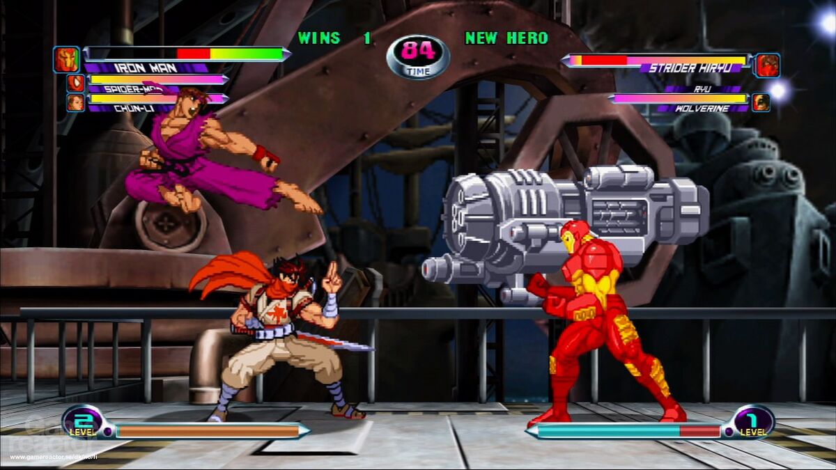 Strider calls Ryu for backup in Marvel vs Capcom 2: New Age of Heroes