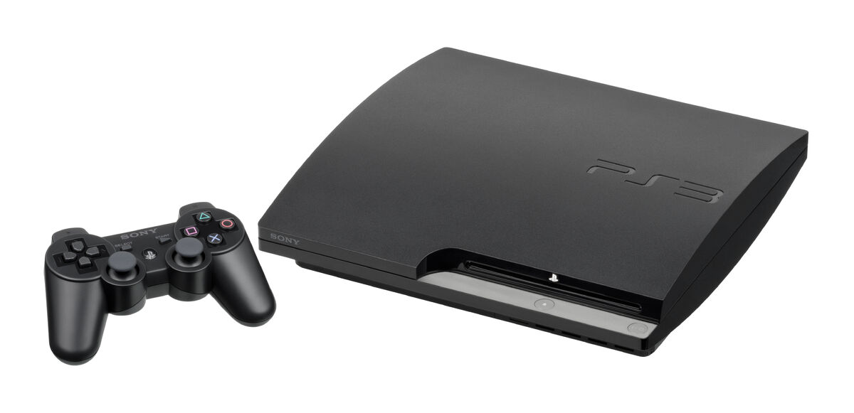 The PlayStation 3 with a controller on the left