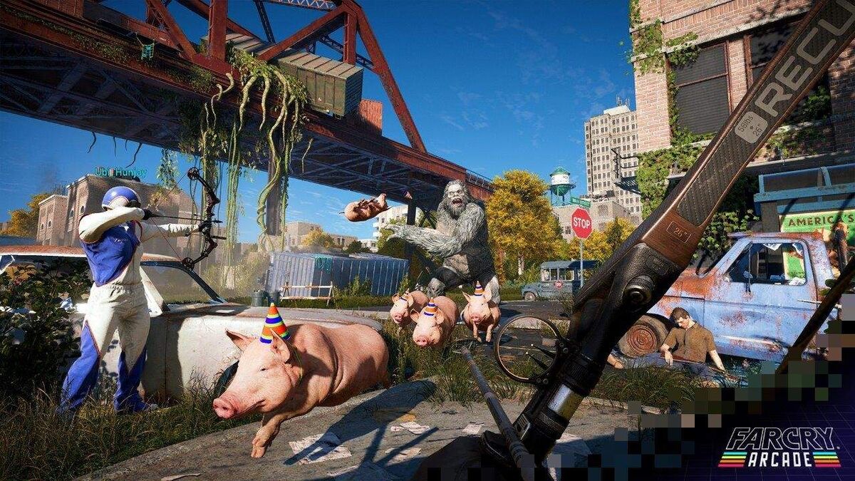 Far Cry 5 PvP pigs and yeti in ruined city