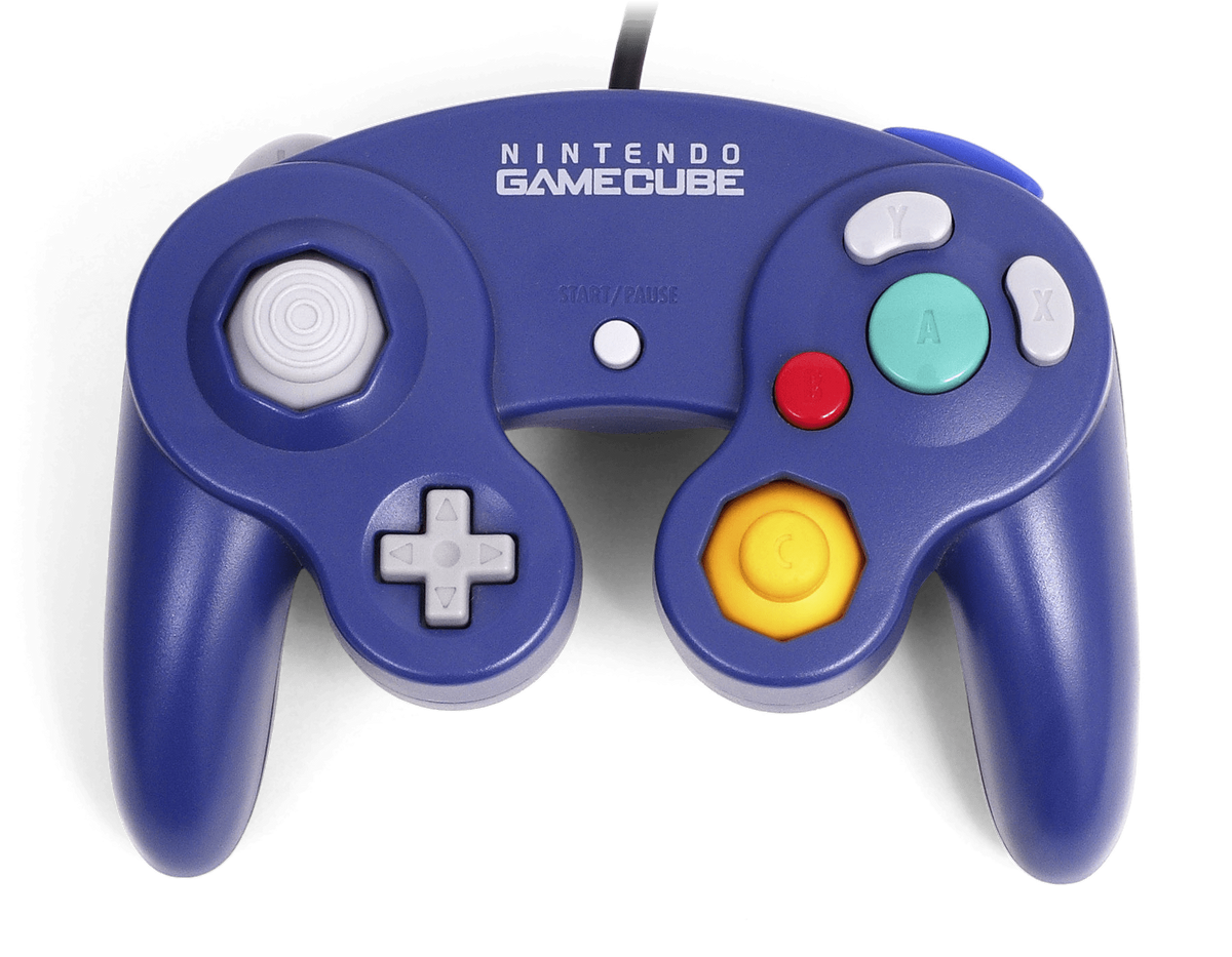 A picture of the Nintendo GameCube controller.