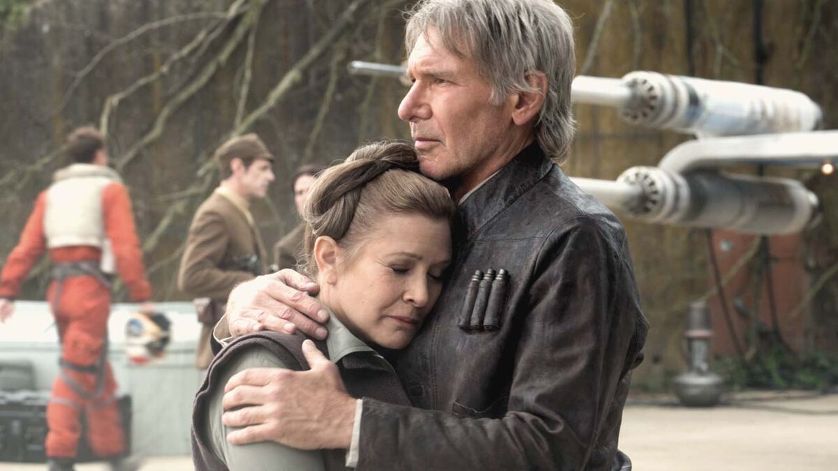 Han Solo and Leia Organa in The Force Awakens