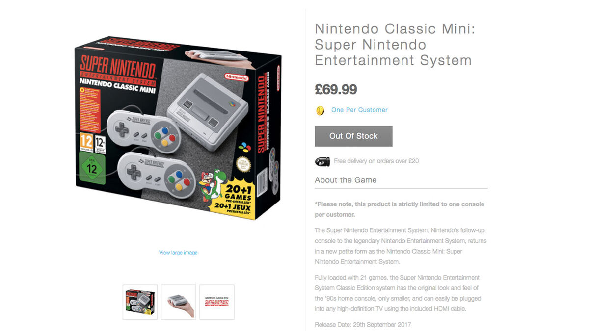 SNES Mini out of stock